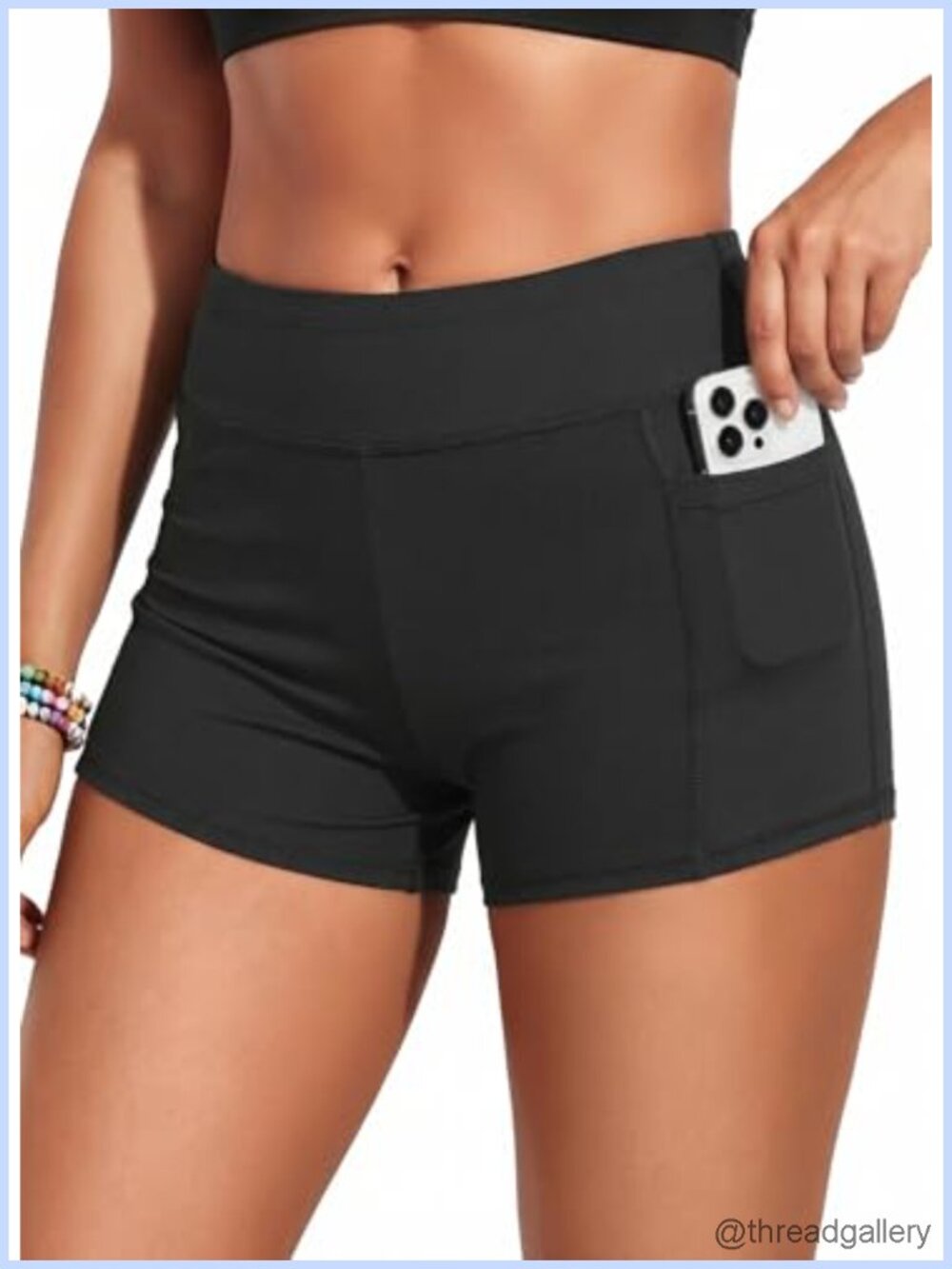 High Waisted Swim Shorts with Pockets - UPF 50+ Quick Dry Tummy Control